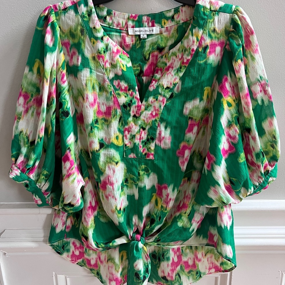 Rose & Olive Green Floral Blouse